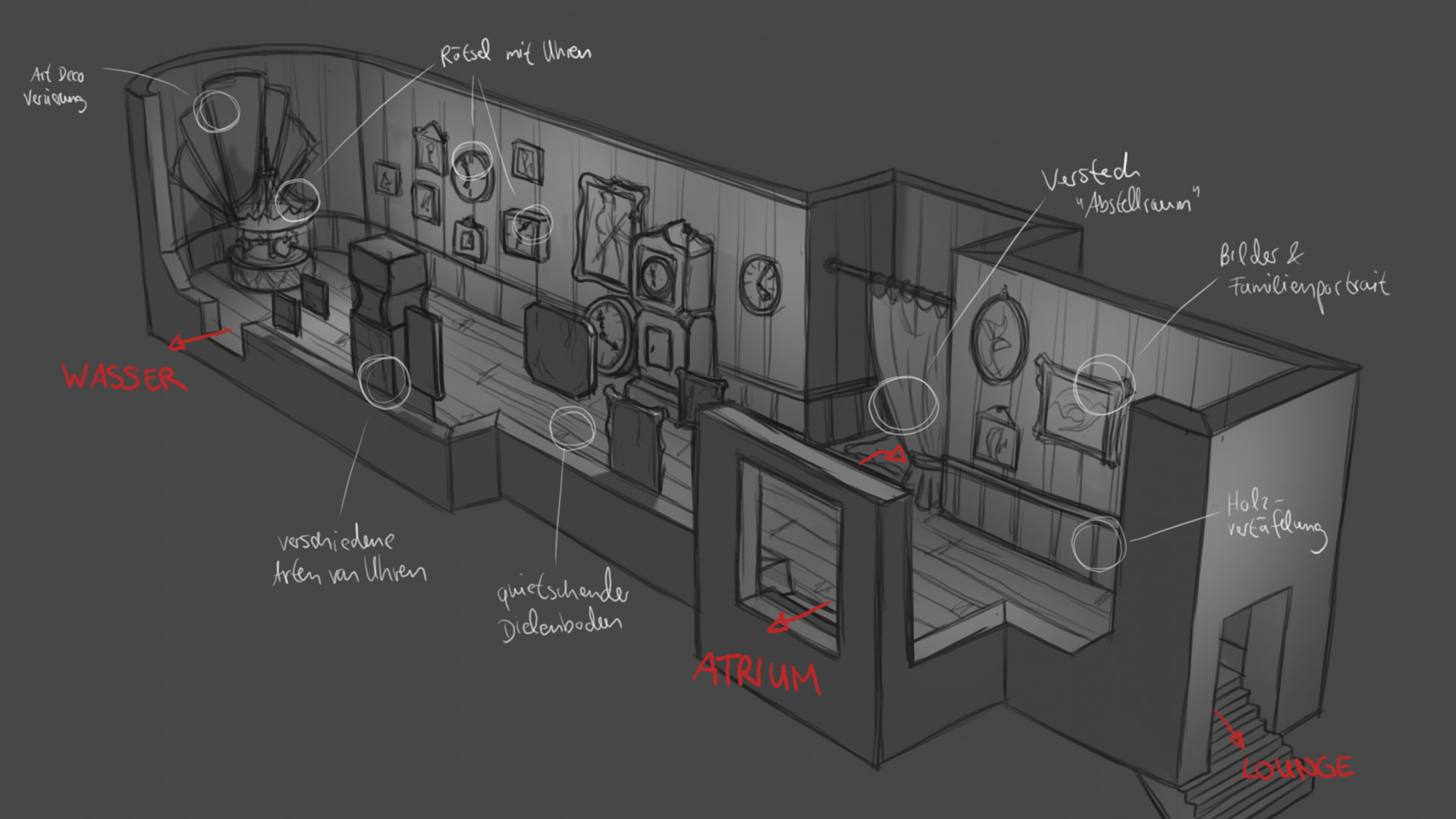 Clock Corridor Sketch