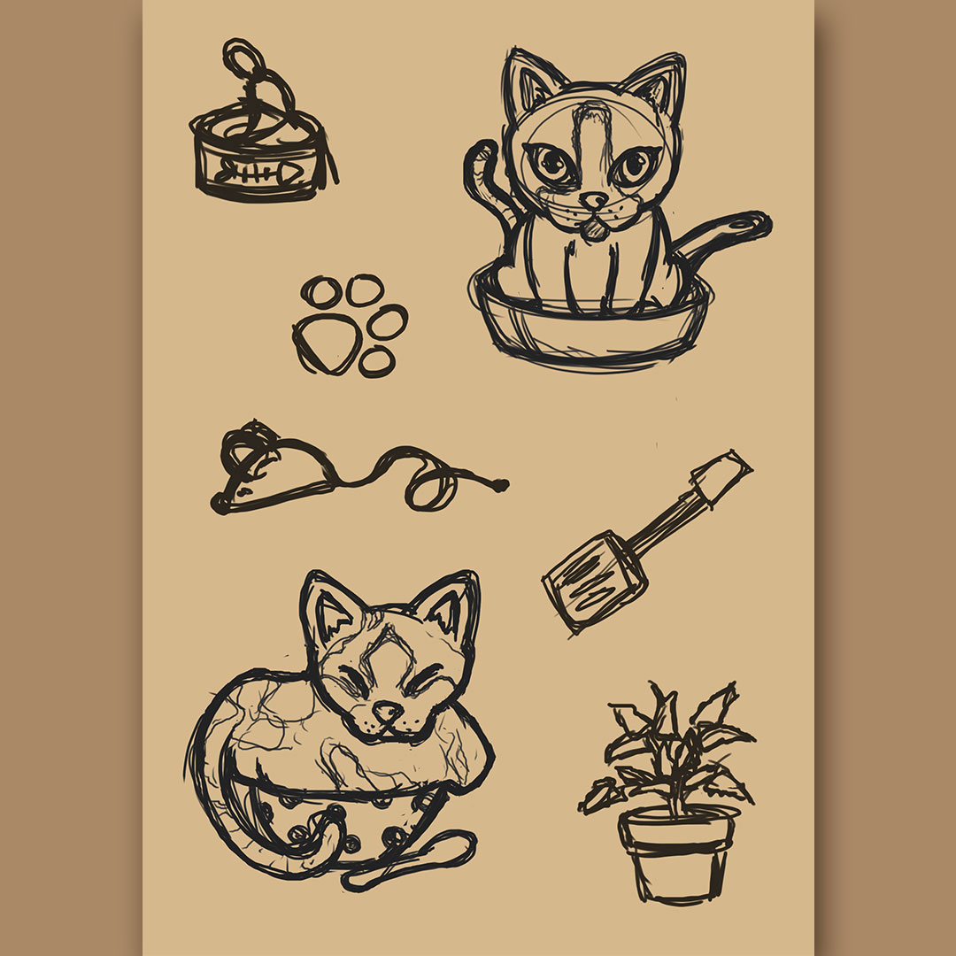 Kitchen cats sticker sketch